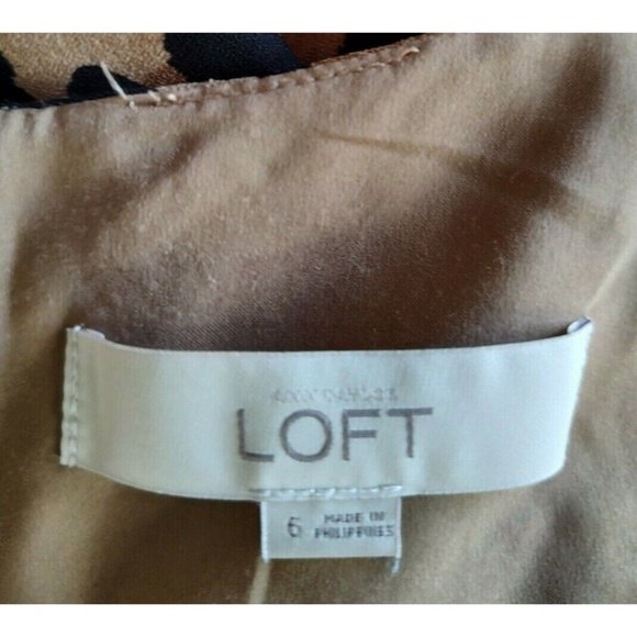 LOFT Dress 6 Leopard Animal Print Sleeveless Fit & Flare Tan & Black - Picture 7 of 8